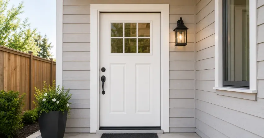 technician installing exterior door frame in Ebenezer, Brampton