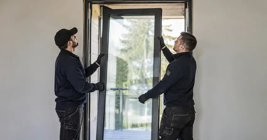 new glass panel being fitted into door frame in Castlemore, Brampton