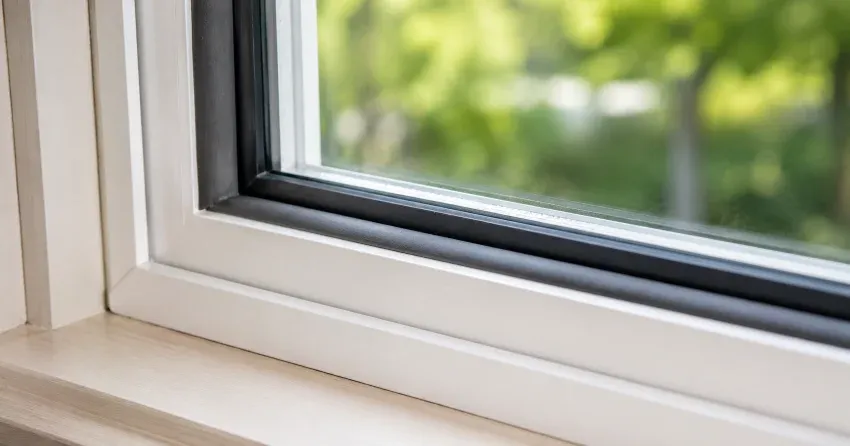 technician inspecting window weatherstripping for drafty window repair Bramalea, Brampton