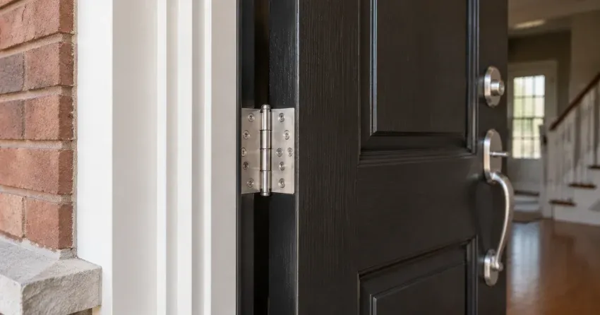 technician repairing a front door lock and frame in Madoc, Brampton